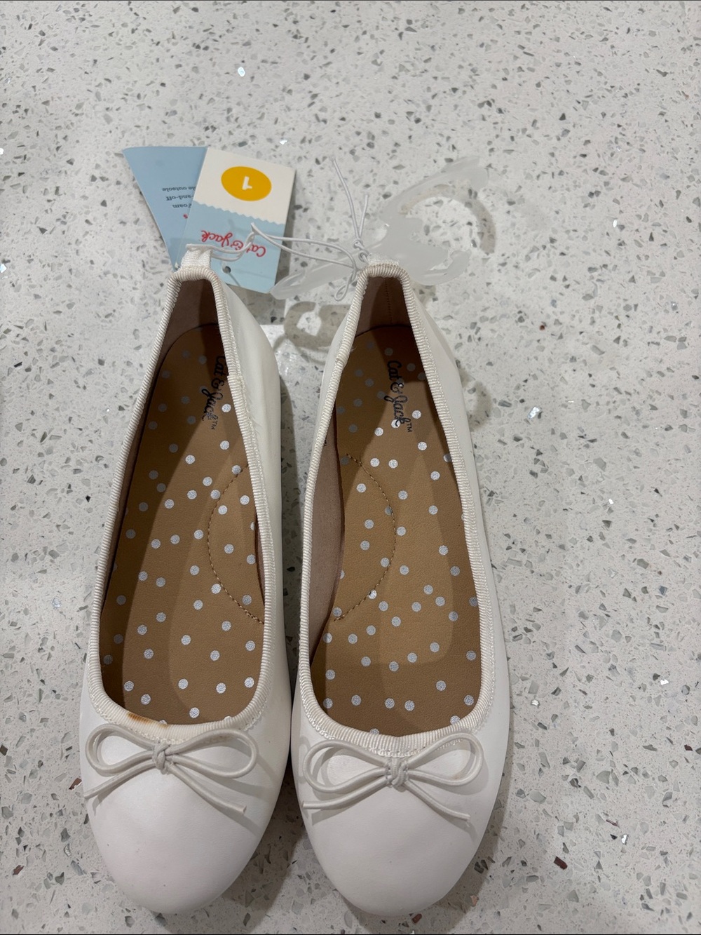 Cat & Jack Bow Ballet Flats bundle - Black and White size 13/1 - Picture 3 of 13